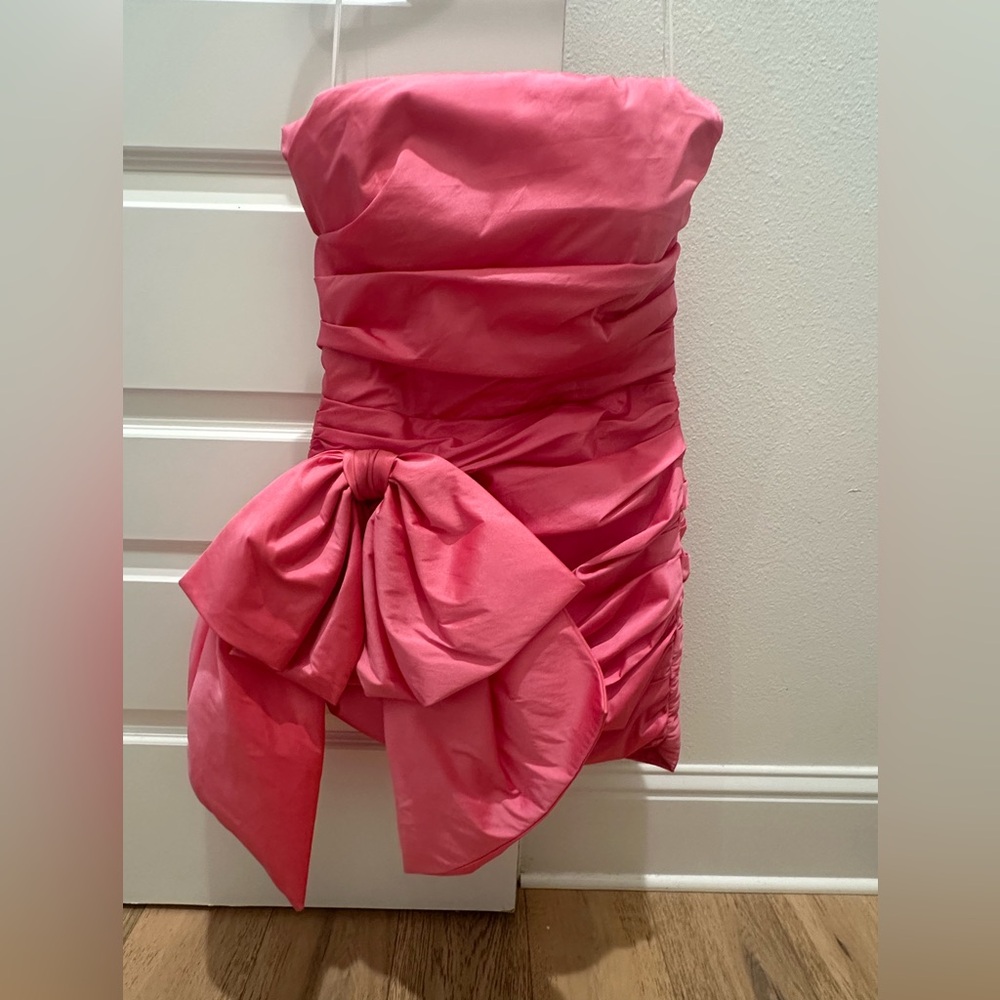 Nicole Bakti Strapless Pink Dress with Bow - Picture 2 of 4